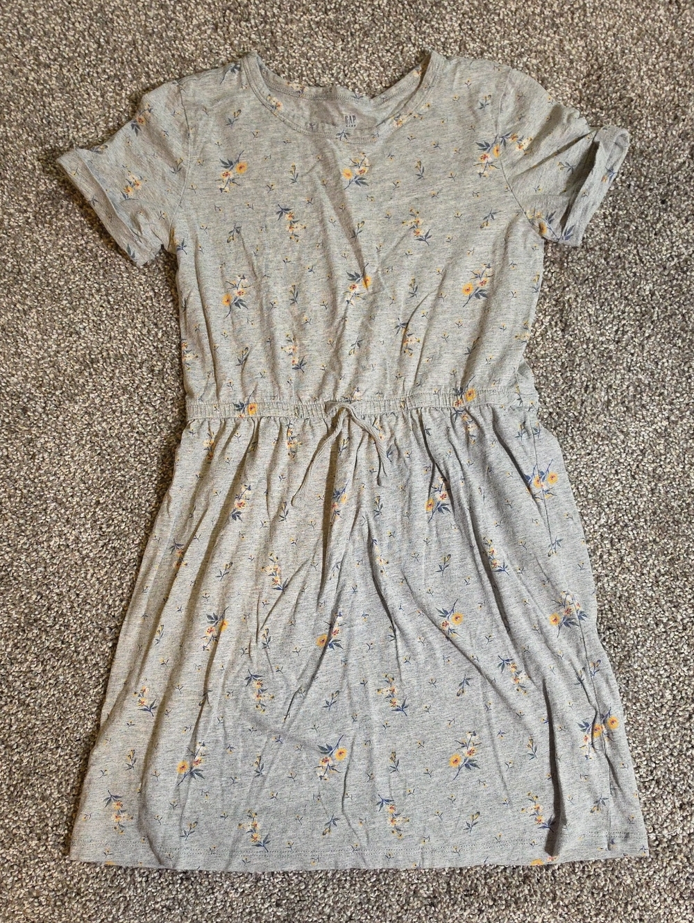 Kids Gray Floral Short Sleeve Dress L